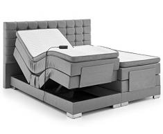 Boxspringbett elektrisch verstellbar 180 200x200cm Taschkenfederkern Doppelbett Ehebett Grau Anthrazit Dublin (180 x 200 cm, Grau)