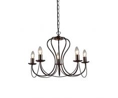 QAZQA Klassisch/Antik/Landhaus/Vintage/Rustikal Klassischer Kronleuchter/Chandelier rostbraun - Como 5-flammig/Innenbeleuchtung/Wohnzimmerlampe/Schlafzimmer/Küche Stahl Rund LED geeig