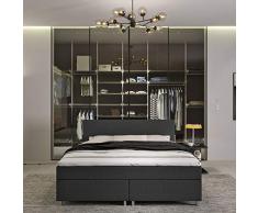 INNOCENT® - P4 | Boxspringbett 160x200 in Anthrazit Stoff | 2-Schicht Visco 6cm Topper | Bonell-Federkernmatratze | H2 Härtegrad | Boxspringbetten | HB00