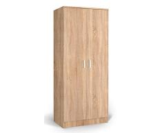 Drehtürenschrank/Kleiderschrank Sidonia 03, Farbe: Eiche Braun - 200 x 82 x 53 cm (H x B x T)