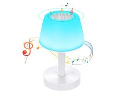 Nachttischlampe Touch Dimmbar mit Bluetooth Lautsprecher, LED Nachtlampe Stimmungslicht, 3 Heilligkeiten mit 7 Farbwechsel, Haken Design für Camping, Romantische Geschenke - Uverbon