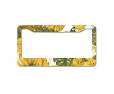 Mesllings Tellerrahmen mit tropischen Früchten, Ananas, Banane, Zitronengelb und Tiervögel, 30,5 x 15,2 cm, passend für jedes Auto, LKW, SUV, Wohnmobil oder Anhänger