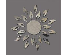 Vosarea Wandspiegel Aufkleber Sunflower Wandaufkleber Wandtattoos für Schlafzimmer Wohnzimmer Dekoration (Silber)