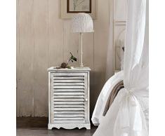 Rebecca Mobili Nachttisch Schrank weißen Holz Rebecca MITTELMEER 1 Tür Shabby Vintage Landhausstil - 59 x 41,5 x 32 cm (H x B x T) - Art. RE4343