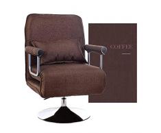 SFDIYI Meditationsstuhl Einzelcomputerstuhl Drehstuhl Chefsessel Schlafsofa Leder Büro Schlafzimmer Balkon Freizeit Bürostuhl Braune Leinenscheibe