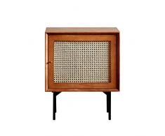 Nachttisch Massivholz-Retro japanische Art Nachtnachttisch Kleinmöbel Einfache moderne Rattan-Speicher-Speicherseitenschrank Schlafzimmermöbel Schlafzimmermöbel ( Color : Brown1 , Size : 40x50x60cm )