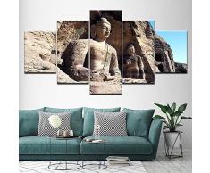 xiaoshicun modulares Leinwandbild mit 5 Tellerrahmen, modern, bedruckt, Buddha-Statue, Malerei, Wandbild, Wandbild, Wohnzimmer-Dekoration 30x40 30x60 30x80cm With frame