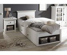 Newfurn Nachttisch Nachtkonsole Landhaus Nachtkommode Konsolentisch II 59x62x 45 cm (BxHxT) II [Max.Nineteen] in Pinie Weiß Nachbildung/Pinie Weiß Nachbildung Schlafzimmer