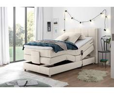 Froschkönig24 Manolo elektrisches Motor Boxspringbett 100x200cm Verstellbar Ehebett Bett Beige, Ausführung:Variante 3