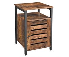 VASAGLE Nachttisch, Nachtschrank mit Ablage, Schlafzimmer, Wohnzimmer, 40 x 40 x 60 cm, Metall, Industrie-Design, Vintage, Dunkelbraun LET62BX