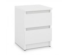 Galdem Nachttisch mit 2 Schubladen Nachtkommode Nachtkonsole Beistelltisch Nachtschrank Weiß