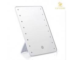LUVODI Kosmetikspiegel Hängend Dimmbar mit LED Beleuchtung, Make-up Spiegel Touchscreen Schalter Ein/Aus mit 16 LED Lichte, Rechteckiger Schminkspiegel Standspiegel Tischspiegel Wandspiegel für Reise Bad Schlafzimmer Make up