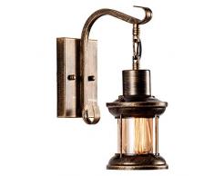 Vintage Glas Wandleuchte Rustikale Glas Wandlampe Retro Metall Schwarz Malerei Farbe Wandleuchte für Restaurant Home Bar Schlafzimmer Nachttisch Korridor Dekorieren (keine Glühbirne)