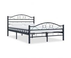 Tidyard Metallbett Doppelbett Einzelbett, Bettgestell mit Lattenroste, Metall Schwarz 120x200 cm/160×200 cm/200x200 cm