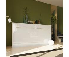 Schrankbett 90x200 cm Horizontal Weiss/ Weiss Hochglanzfront, Schrankklappbett & Wandbett SMARTBett