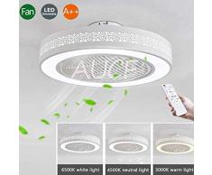 LED-Deckenventilator Mit Beleuchteten Weißen Runden Fan-Lampe Dimmbar Ventilator Deckenleuchte Ultra Quiet Invisible Fan Kronleuchter Acryl Moderne Fan Kinderzimmer Schlafzimmer Lüfter Licht