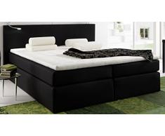 8.8.7.2979: Bezug schwarz - modernes Box-Springbett - Boxspringbett 180x200cm - Topper waschbar - obere Matratze Tonnentaschenfederkern - Box mit Bonell-Federkern