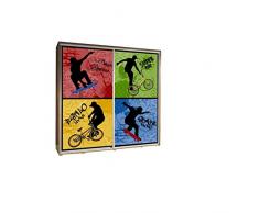 mb-moebel Kleiderschrank Schrank Gaderobe Schiebtüren 205 cm SKATE1 (Korpus: Wenge)