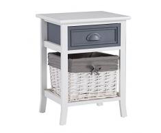 CARO-Möbel Nachttisch Nachtschrank Nachtkommode Florenz in weiß, Shabby Chic Vintage Look, mit Schublade und Korb