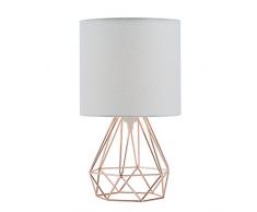 Z ZELUS Vintage Mini Tischlampe Tischleuchte im retro Körbchenstil Leselicht Vintage Tischleuchte Nachttischlampe Arbeitsplatzlampe Table Lamp mit warmweißem Stoffschirm (ROSA)