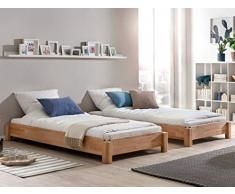 expendio 2X Stapelbett Timo Kernbuche geölt Größe nach Wahl Singlebett Jugendbett Gästebett Massivholzbett Holzbett Bett, Liegefläche:100 x 200 cm