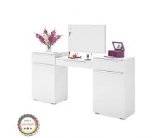 Design Frisiertisch Schminktisch Kosmetik Set Kommode mit Spiegel Hochglanz weiß