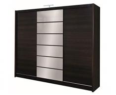 Furniture24_eu Kleiderschrank Schwebetürenschrank Schlafzimmerschrank Malibu (Wenge/Spiegel)