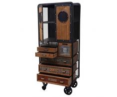 Apotheker-Schrank HWC-D78, Kommode Rollwagen Metallregal, Tanne Holz Vintage Shabby-Look 146x60x35cm