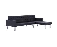 vidaXL Schlafsofa L-Form Couch Sofa Gästebett Bettsofa Schlafcouch Ecksofa Eckcouch Ledersofa Polstersofa Wohnlandschaft Loungesofa Schwarz Kunstleder