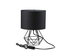 Modern Industrielle Metall Vintage Tischlampen Schreibtischlampen - YIKEGE Angus Körbchenstil Stil Nachttisch-Leuchte 15,35 Höhe Leselampe Arbeitsplatzlampe für Bedside Desk Bar, Schwarz