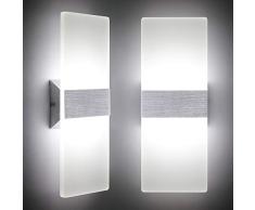 LED Wandleuchte Innen 12W Mordern Wandlampe Acryl Wandbeleuchtung Kaltweiß 6000K für Wohnzimmer Schlafzimmer Treppenhaus Flur (2 Pack)