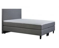 Tesladreams Boxspringbett 180x200 ETNA, Taschenfederkern Matratze H2/H3, Unterbau Taschenfederkern, Komfortschaum Topper, Polsterbett, Hotelbett, Grau
