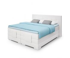 BELVANDEO I Boxspringbett Nizza – elektrisch verstellbar I 180x200-cm I H2/H3 I Mit Tonnentaschenfederkern Matratze & Kaltschaum-Topper & Kopfteil I Doppelbett I Hotelbett