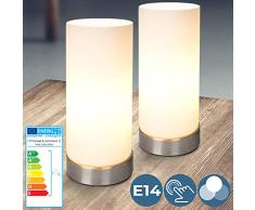 Tischlampe mit Dimmer Touchfunktion - EEK: A++ bis E, 1er oder 2er Set, E14, LED, dimmbar - Nachttischlampe, Nachttischleuchte, Bürolampe - für Wohnzimmer, Schlafzimmer, Kinderzimmer (2er)