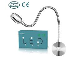 LED-Leselampe,Dimmbare-Nachttischlampe,an der Wand montiertes Arbeitslicht mit Memory-Funktion Touch-Schalter Nachtbeleuchtung Warmweiß,200LM/3000K/3W/ Wechselstrom,Abstrahlwinkel:30°,Länge:38cm