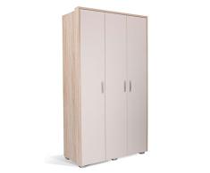 Jugendzimmer - Drehtürenschrank/Kleiderschrank Gabriel 18, Farbe: Eiche Braun/Creme - 220 x 125 x 54 cm (H x B x T)