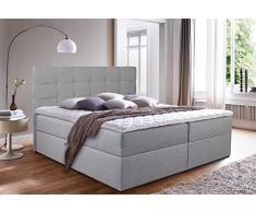 Boxspringbett Best mit 2 Bettkästen, Doppelbett mit Bonell-Matratze und Topper, Polsterbett, Bett, Bettgestell, Stilvoll, Schlafzimmer (Grau (Inari 91), 160 x 200 cm)