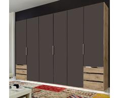 lifestyle4living Drehtürenschrank, Kleiderschrank, Schranksystem, Schrank, Drehtürenkleiderschrank, Schlafzimmerschrank, Wäscheschrank, Plankeneiche, Lava, braun