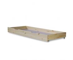 Homestyle4u 1910, Bettkasten Holz Aufbewahrung mit Rollen, Bett Schublade Bettauszug Natur