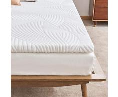Sweetnight Topper 140x200cm Matratzentopper Gel-Schaum Topper für Boxspringbett/Harte Matratze Waschbar Bezug Kern Höhe 5cm, 3cm Gel-Memoryfoam 2cm Hoch-Raumgewichter Schaum Weiß