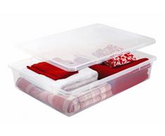 Sundis Clear Box Mega Unterbettbox flache Aufbewahrungsbox 550 l mit Deckel, Kunststoff, transparent, 55 Liter (78 x 56 x 17 cm)