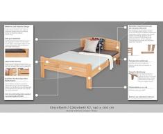 Einzelbett/GästebettEasy Premium Line K7, 140 x 200 cm Buche Vollholz massiv Natur