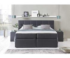 Möbelfreude Boxspringbett Bea, gesteppt, 7-Zonen Taschenfederkern, Visco Topper Polsterbett, Anthrazit H3, 180x200cm