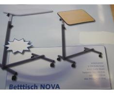 Pflegetisch, Beistelltisch, Betttisch, Bett-Tisch, weiß - grau