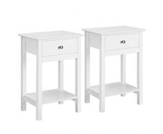 Yaheetech Nachttische 2 Stück Nachtschrank, Beistelltisch Ablagetisch, Nachtkonsole mit Schublade und Ablage, weiß, 61 cm hoch