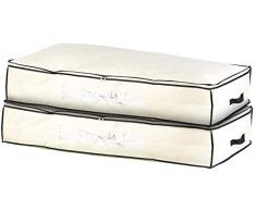 infactory Unterbett-Kommode: 2 Unterbettkommoden, Sichtfenster & Handgriffe, 100x48x18 cm, beige (Unterbettbox)