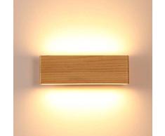 LED Wandleuchte holz,Moderne Wandlampe Holz Flurlampe Nachtlampe, Schlafzimmer Treppenhaus Flur Wandbeleuchtung Innenbeleuchtung (22CM)