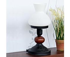 Rustikale Tischlampe Braun Holz Metall Glas Landhausstil Wohnzimmer Schlafzimmer Nachttischleuchte