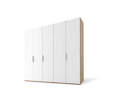 Nolte Möbel PRESTO Drehtürenschrank, Spanplatte, Polarweiß/Polarweiß, Korpus Jackson-Eiche-Nb, 223/250/62 cm