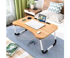 Astory Laptop-Betttisch, tragbarer Laptop-Ständer, Lesehalter, Frühstückstablett mit klappbaren Beinen und Getränkeschlitz, zum Essen von Frühstück, Lesen, Filme auf Bett/Couch/Sofa, Golden
